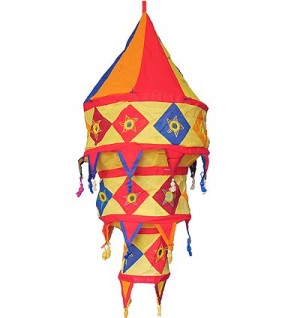 Medium size cotton Yellow mixed jhumar lamp shade