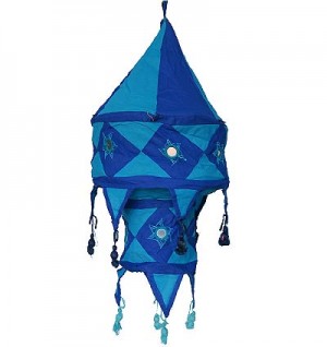 Blue color Small cotton jhumar lamp shade