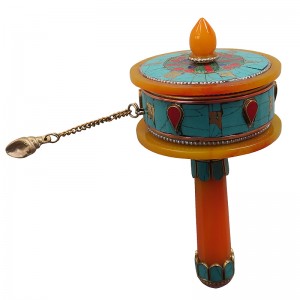 Amber and stone Medium prayer wheel
