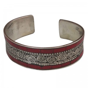 2-line coral setting filigree bangle