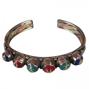 6 stone Mantra braided bangle
