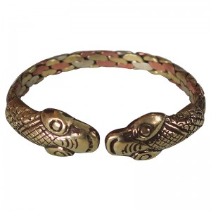 2 snake head beaten bangle