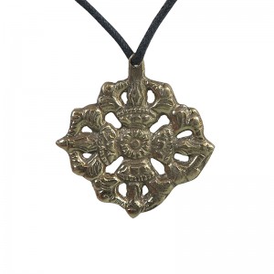 Double Dorje brass pendent