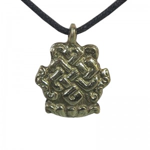 Endless knot tiny brass pendent