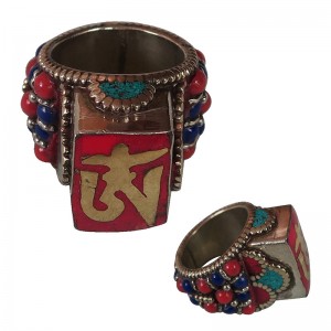 Beads and chips decorated Mantra finger ring