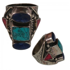 Side carved decorated white metal finger ring2 
