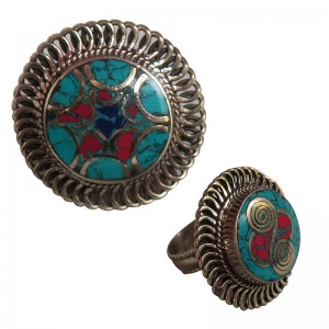 6-corner spiral brass finger ring
