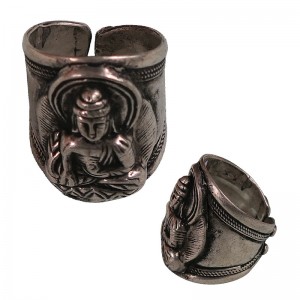 Front widen white Buddha finger ring