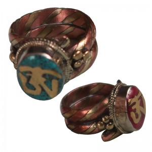 3-metal Om mantra finger ring