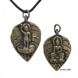 Buddha on Bodhi leaf pendent