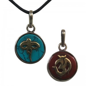 Sanskrit Om 2-sided tiny size round pendent