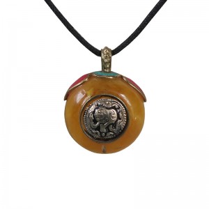 Decorated amber ball pendent
