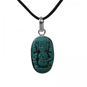 Turquoise color tiny Ganesha pendent