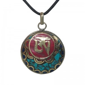 Tibetan Om round pendent 2