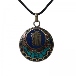 Decorated Kalachakra round pendent
