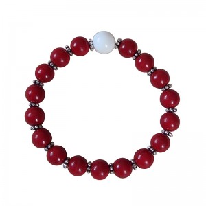 Coral beads-metal ring wristband