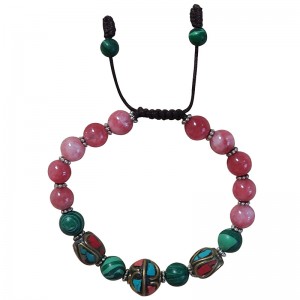 Rose colour and decorated beads bracelet