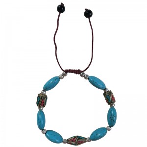 Turquoise and decorated beads bracelet