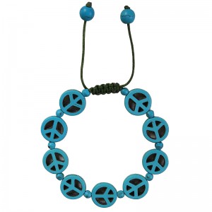Peace sign circle shape beads bracelet