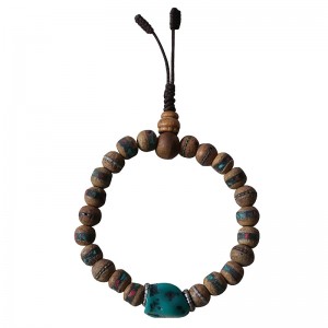 Decorated wooden beads wrist mala
