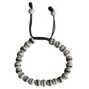 Decorated white bone beads bracelet