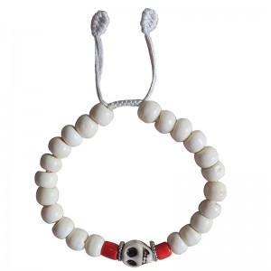 Bone beads with skull bracelet