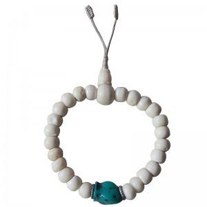 Bone beads with turquoise wrist mala