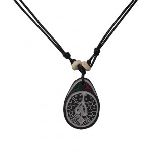 Om - Machha carved stone pendent
