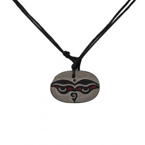 Om Mani-Buddha Eye carved stone pendent