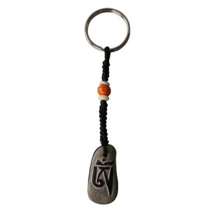 Buddha eye-Om carved stone key ring