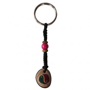 YingYang - Om carved stone key ring