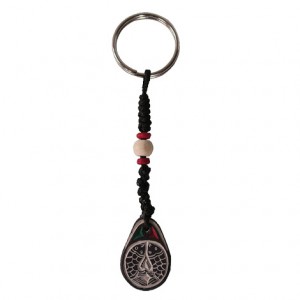 Machha and Om carved stone key ring