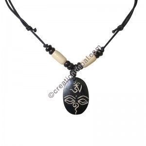 Om-Buddha eye carved pendant