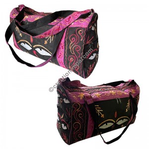 Embroidery faux suede duffel bag