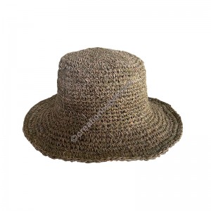 Hemp-cotton green Brim hat with forehead lining