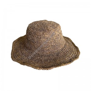 Hemp large brim yellow-natural hat