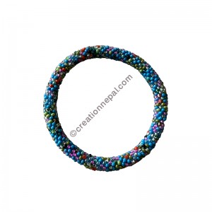 Turquoise shade mixed glass beads bracelet