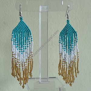 Turquoise 3-color slim frills earring