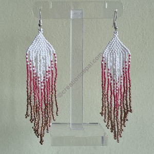 White 3-color slim frills regular earring