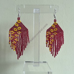 Star pattern frills pink small earring