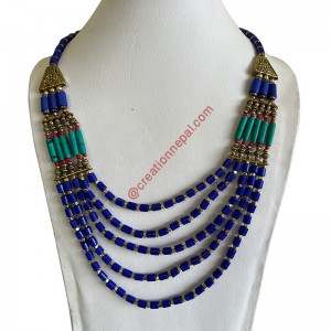 Imitation Lapis-turquoise beads necklace