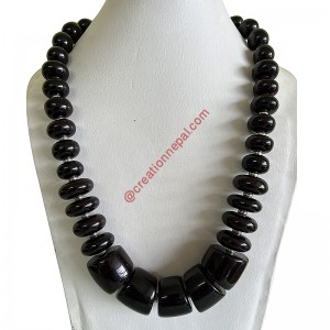 Dark brown imitation amber beads necklace