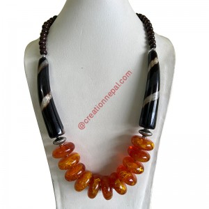 Different shape imitation amber beads necklace