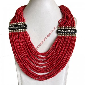Imitation coral Mantra necklace