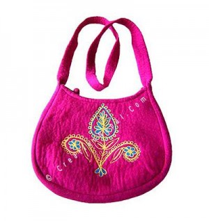 Flower stitched felt bag