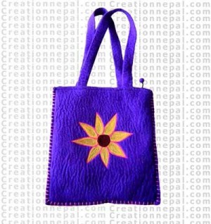 Sun Flower stitched felt bag