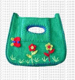 Crochet decoration felt hand bag