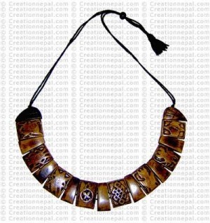 8 auspicious sign bone necklace