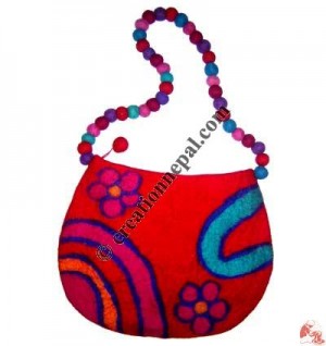 Rainbow and Flowers felt bag