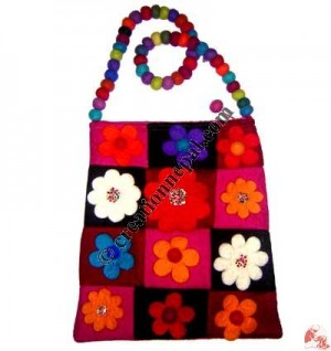 Patch-work flower felt bag